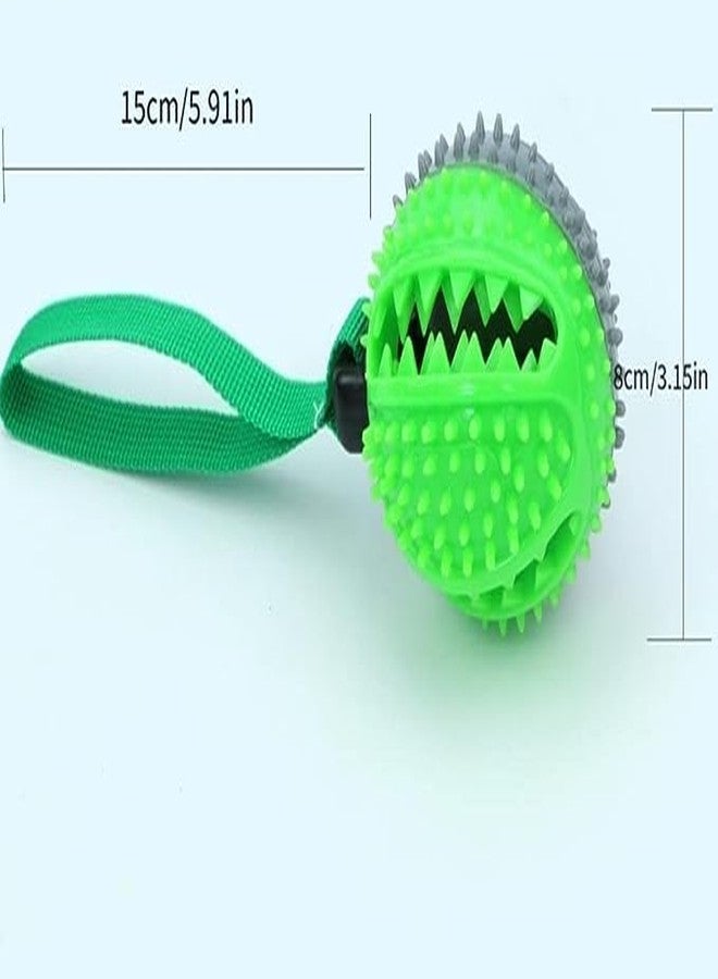 Pups&Pets Portable Natural Rubber Food Dispensing Hard Spike Ball with Rope Handle Ball Toy Ideal for Playing & Chewing All Breed Dogs and Puppy - Multicolor - Image 2